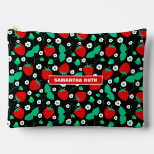 Personalised Strawberry and Daisy Flowers  Accessory Pouch