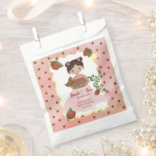 Personalised Strawberry Baby Shower Goodie Bag (Clipped)