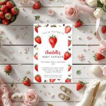 Personalised Strawberry Baby Shower Invitation