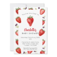 Personalised Strawberry Baby Shower Invitation