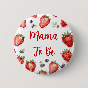 Personalised Strawberry Baby Shower Mama-to-Be 6 Cm Round Badge