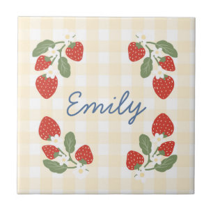 Personalised Strawberry Berry Sweet Party Picnic Ceramic Tile