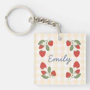 Personalised Strawberry Berry Sweet Party Picnic Key Ring