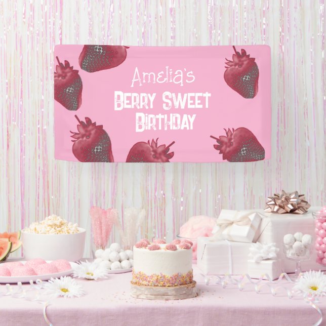 Personalised Strawberry Birthday Banner (Party)