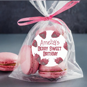 Personalised Strawberry Birthday Classic Round Sticker