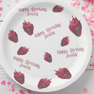 Personalised Strawberry Birthday Paper Plate