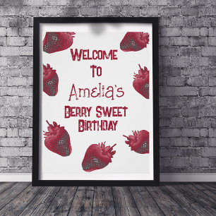 Personalised Strawberry Birthday Welcome Poster
