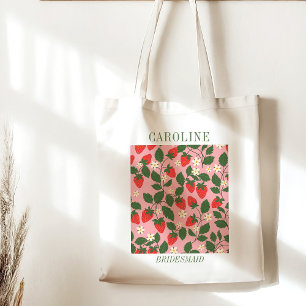 Personalised Strawberry Bridesmaid Gift Vintage Tote Bag