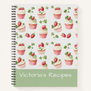 Personalised Strawberry Cupcake Recipe Notebook