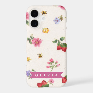 Personalised Strawberry Garden Bee Cottagecore