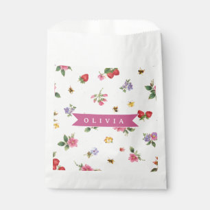 Personalised Strawberry Garden Bee Cottagecore Favour Bag