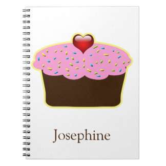Personalised Strawberry Heart Cupcake Themed Gifts Notebook