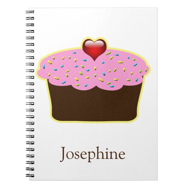 Personalised Strawberry Heart Cupcake Themed Gifts Notebook (Front)