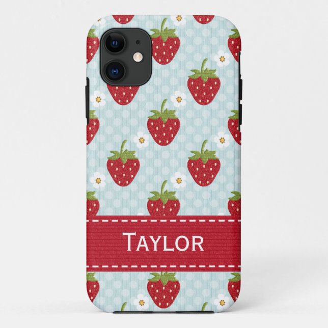 Personalised Strawberry iPhone 5 Case Blue (Back)
