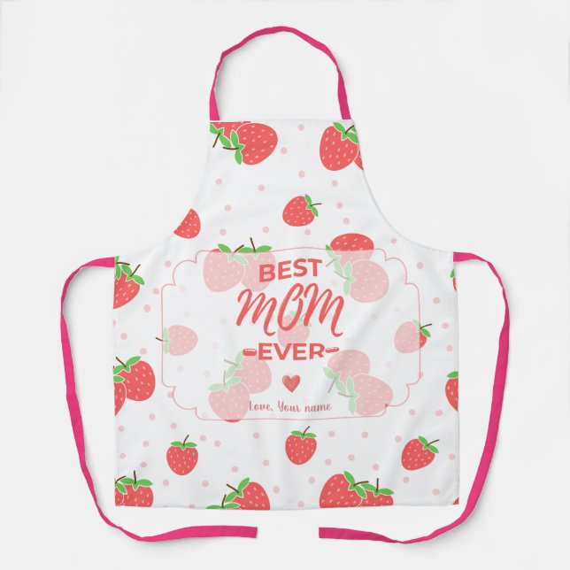 Personalised Strawberry Mum Apron (Front)