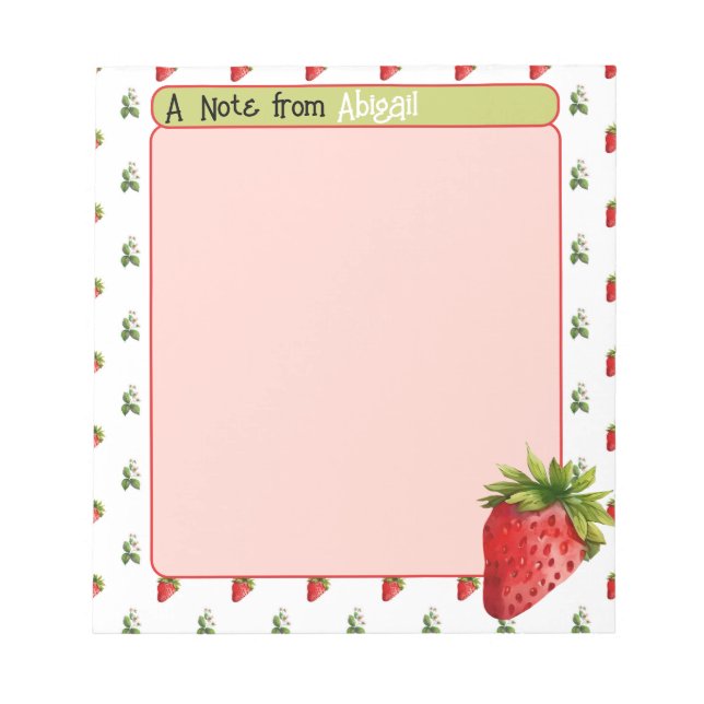 Personalised Strawberry Notepad (Front)
