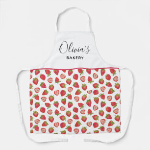 Personalised Strawberry Pattern Kitchen Bakery Apr Apron