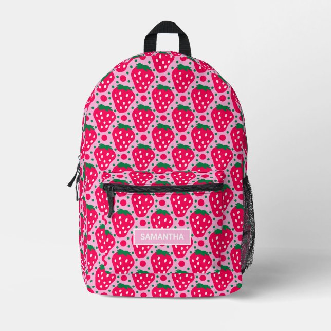 Personalised Strawberry Pattern Printed Backpack (Front)