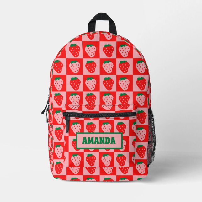 Personalised Strawberry Printed Backpack (Front)
