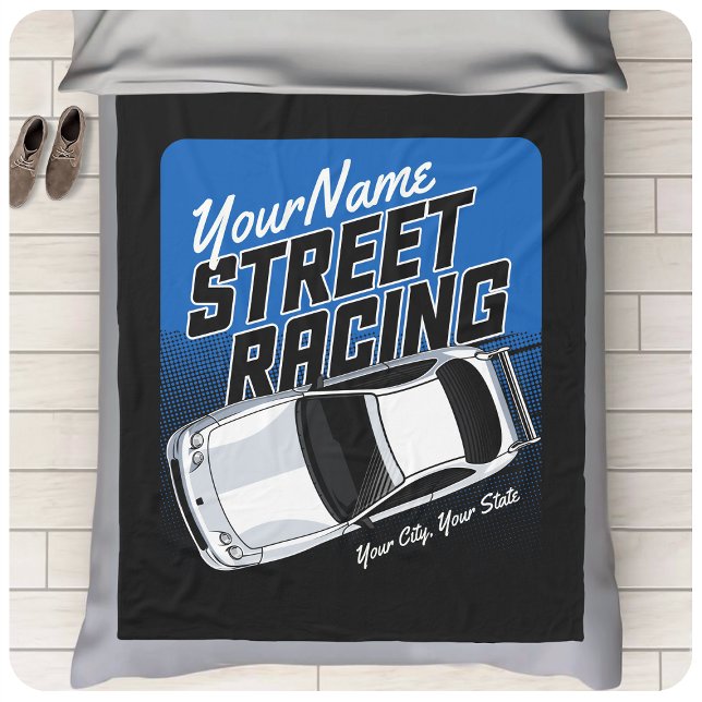 Personalised Street Racing Race Car Motorsport   Fleece Blanket (Creator Uploaded)
