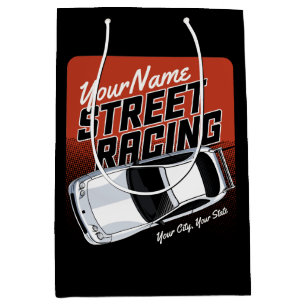 Personalised Street Racing Race Car Motorsport Medium Gift Bag