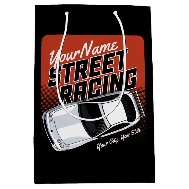 Personalised Street Racing Race Car Motorsport  Medium Gift Bag (Front)