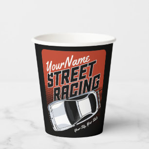 Personalised Street Racing Race Car Motorsport Paper Cups