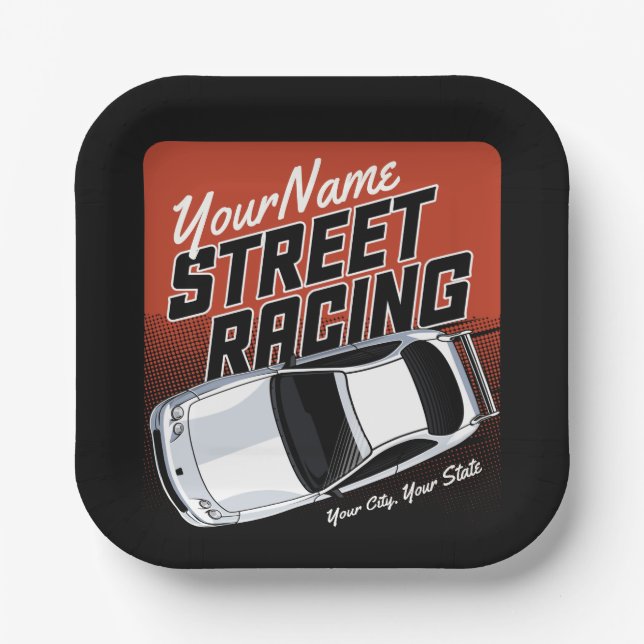 Personalised Street Racing Race Car Motorsport Paper Plate (Front)