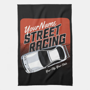 Personalised Street Racing Race Car Motorsport Tea Towel