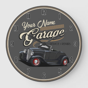 Personalised Street Rod Garage Large Clock