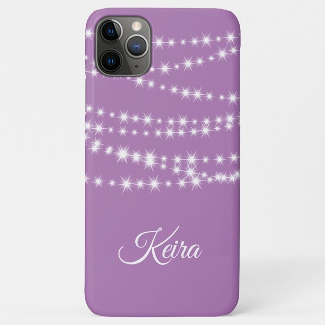 Personalised String Lights on lilac iPhone Case (Back)