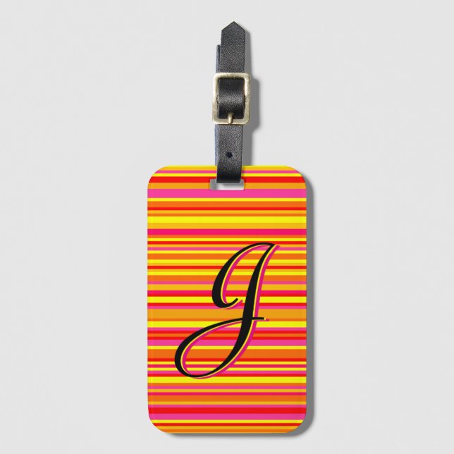Personalised Stripe Luggage Tag (Front Vertical)