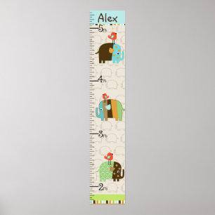 Personalised Striped African Elephant Growth Chart