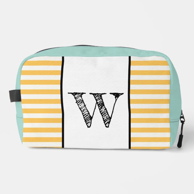 Personalised Striped Bag with Aqua Trim (Front)