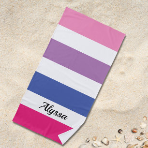 Personalised Striped Beach Towel