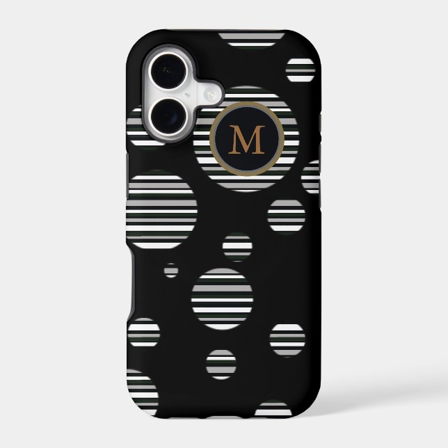 personalised striped circles on black (Back)