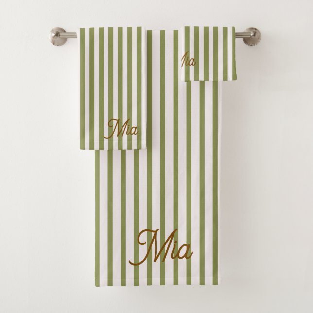 Personalised Striped Custom Name Bath Towel Set (Insitu)