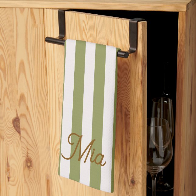 Personalised Striped Custom Name Tea Towel (Thirds Fold)