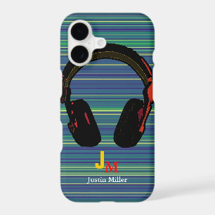 personalised striped dj headphone
