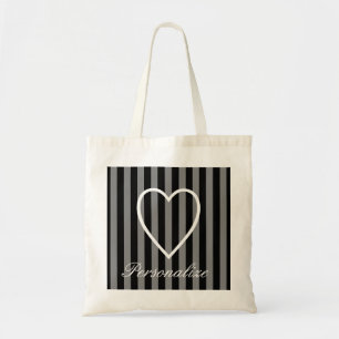 Personalised striped heart bridesmaid tote bag