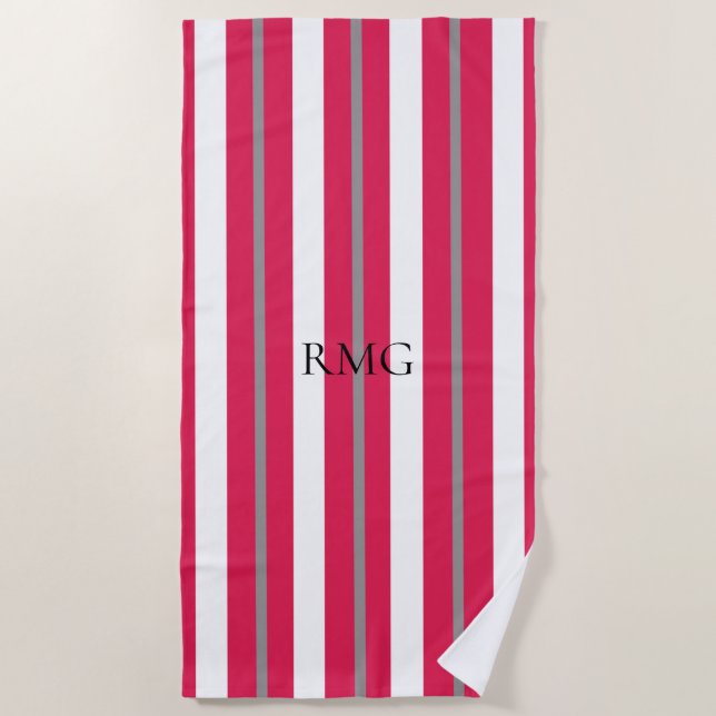 Personalised Striped Red Beach Towel (Front)