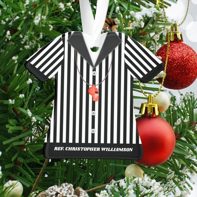 Personalised Striped Referee Shirt Ornament (Creator Uploaded)