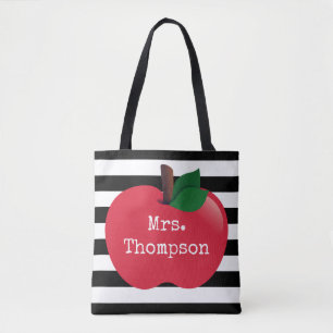 Personalised Striped Tote for Teachers Bag