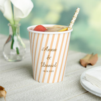 Personalised Striped Wedding Bachelorette Party Paper Cups