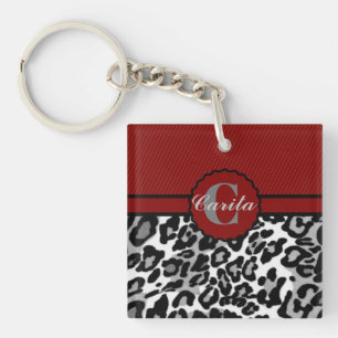 Personalised Stripes & Leopard Acrylic Keychain