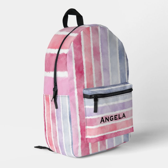 Personalised Stripes Printed Backpack (Back Corner Left)