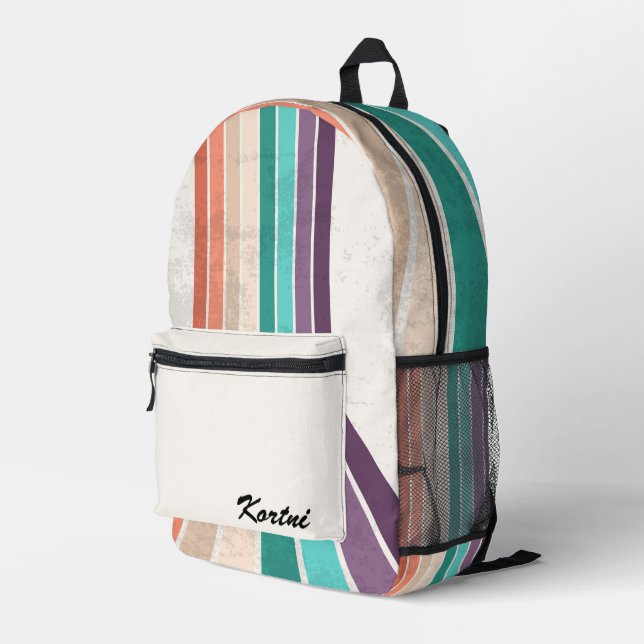 Personalised Stripes Printed Backpack (Back Corner Right)