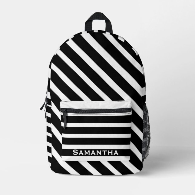 Personalised Stripes Printed Backpack (Front)