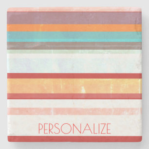 Personalised Stripes Stone Coaster