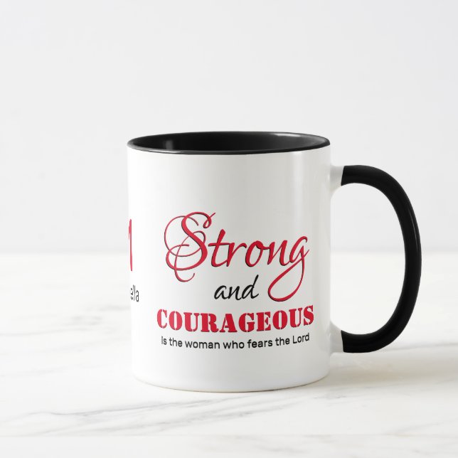 Personalised STRONG COURAGEOUS WOMAN Christian Mug (Right)